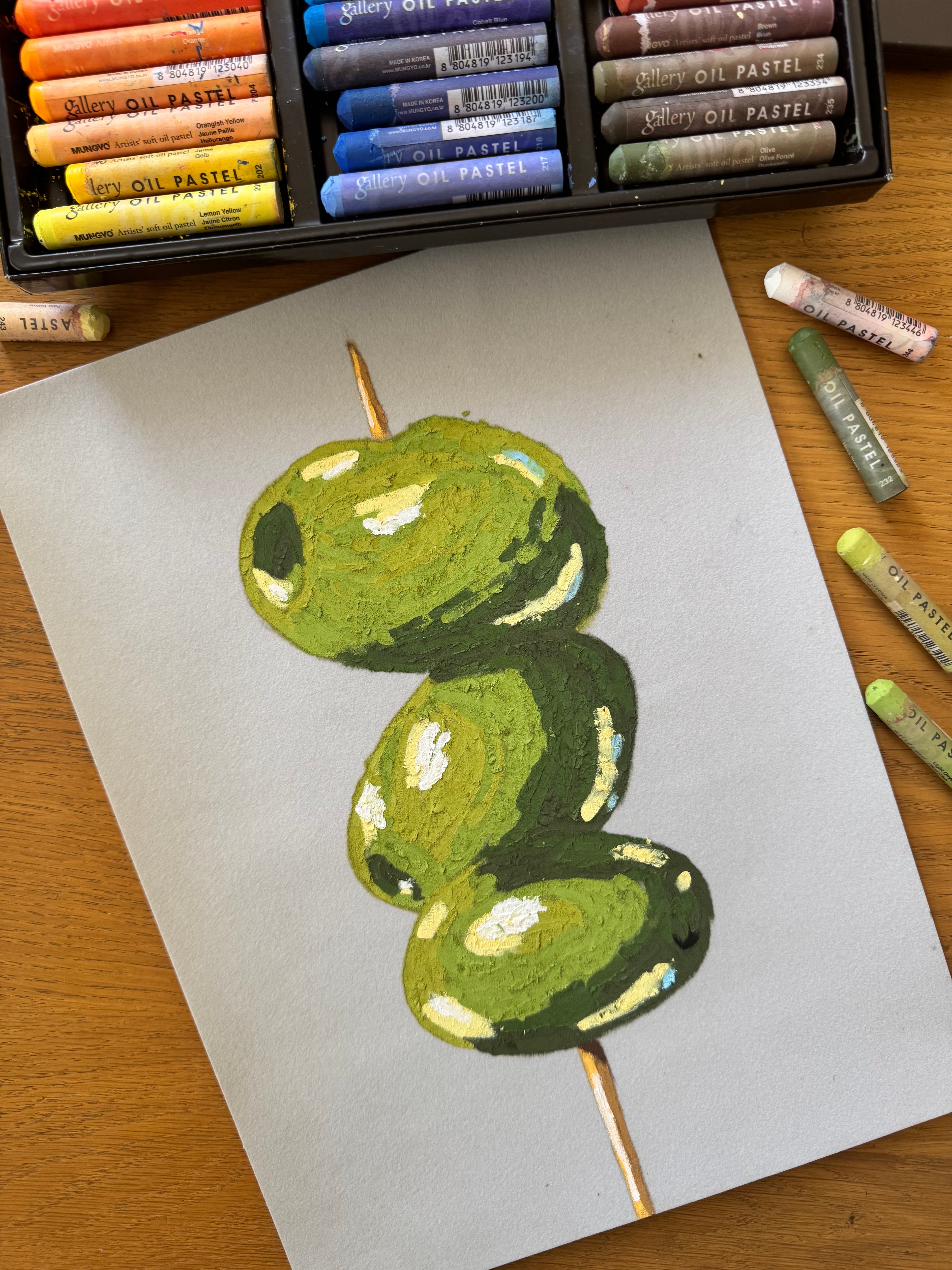 Olives Original Oil Pastel Painting