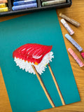 Sushi Original Oil Pastel Painting