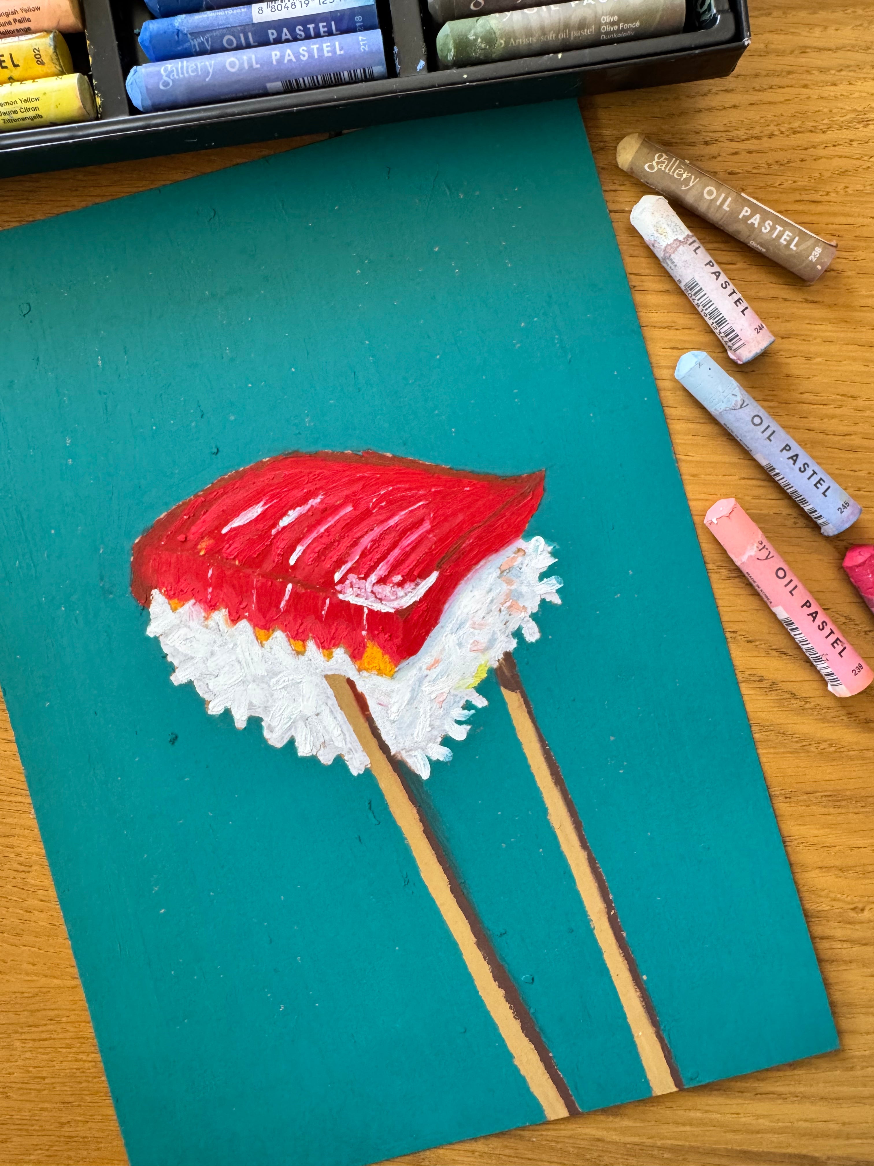 Sushi Original Oil Pastel Painting
