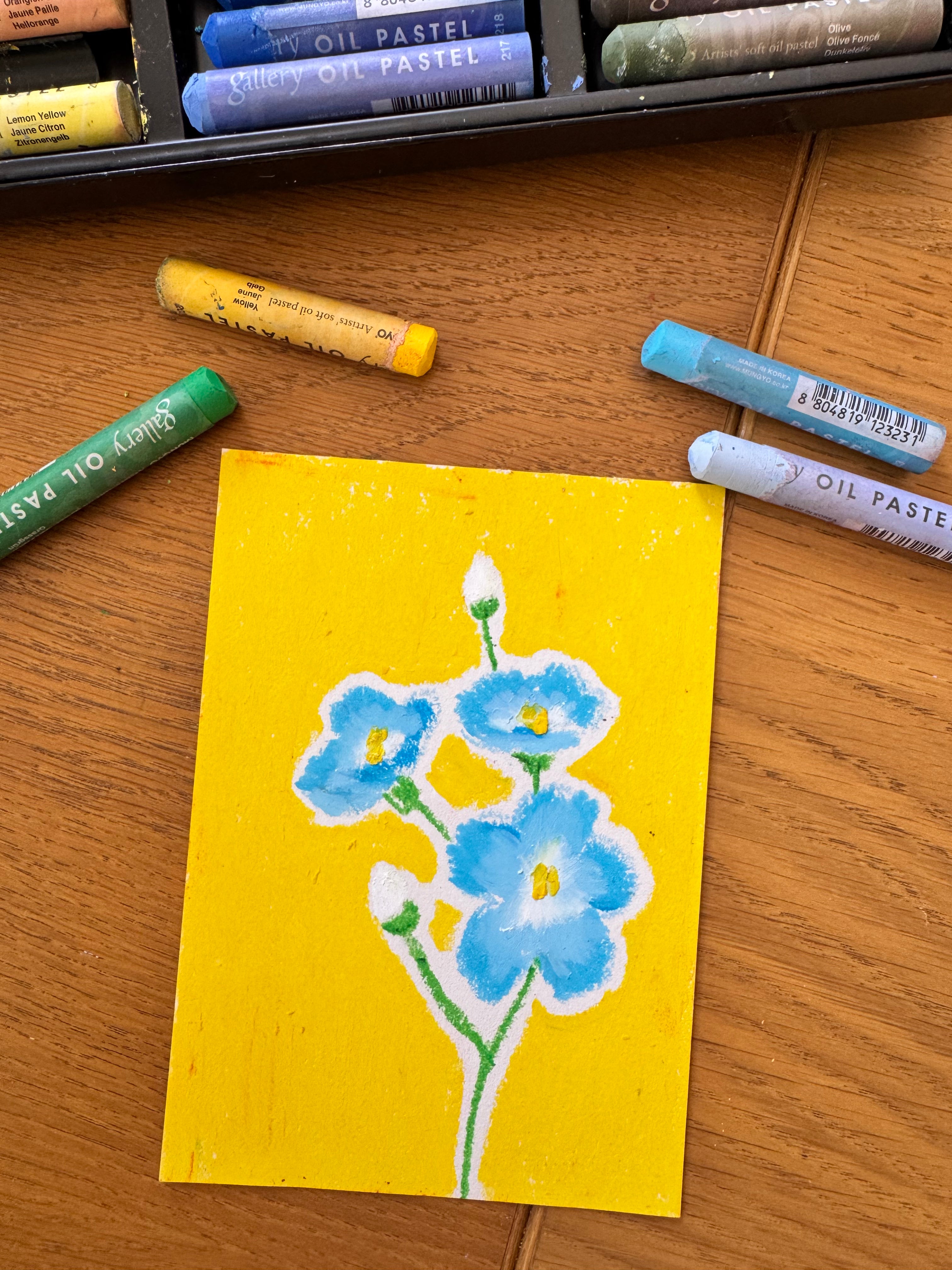 Forget me not Original Oil Pastel Painting