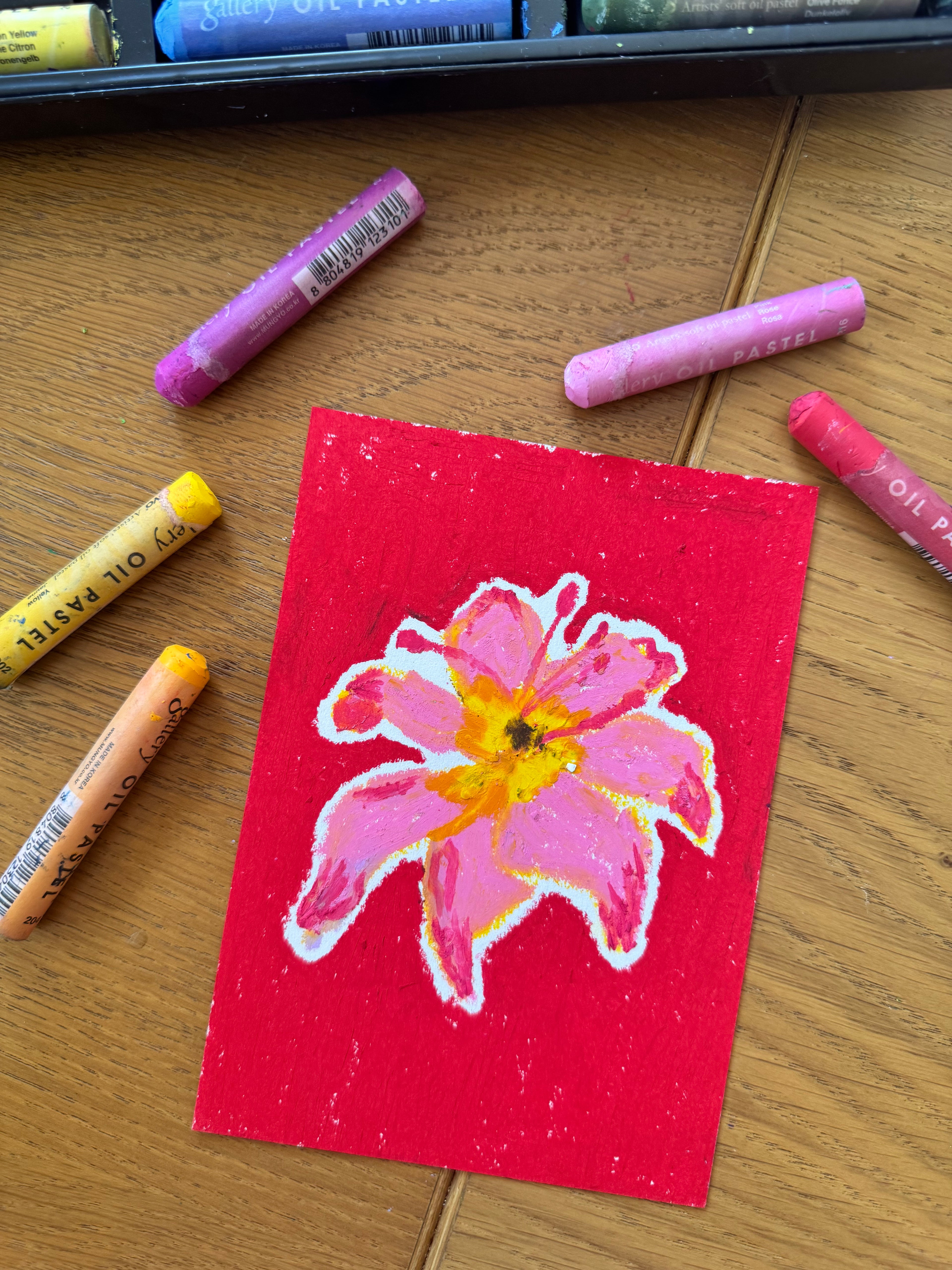 Lily Original Oil Pastel Painting