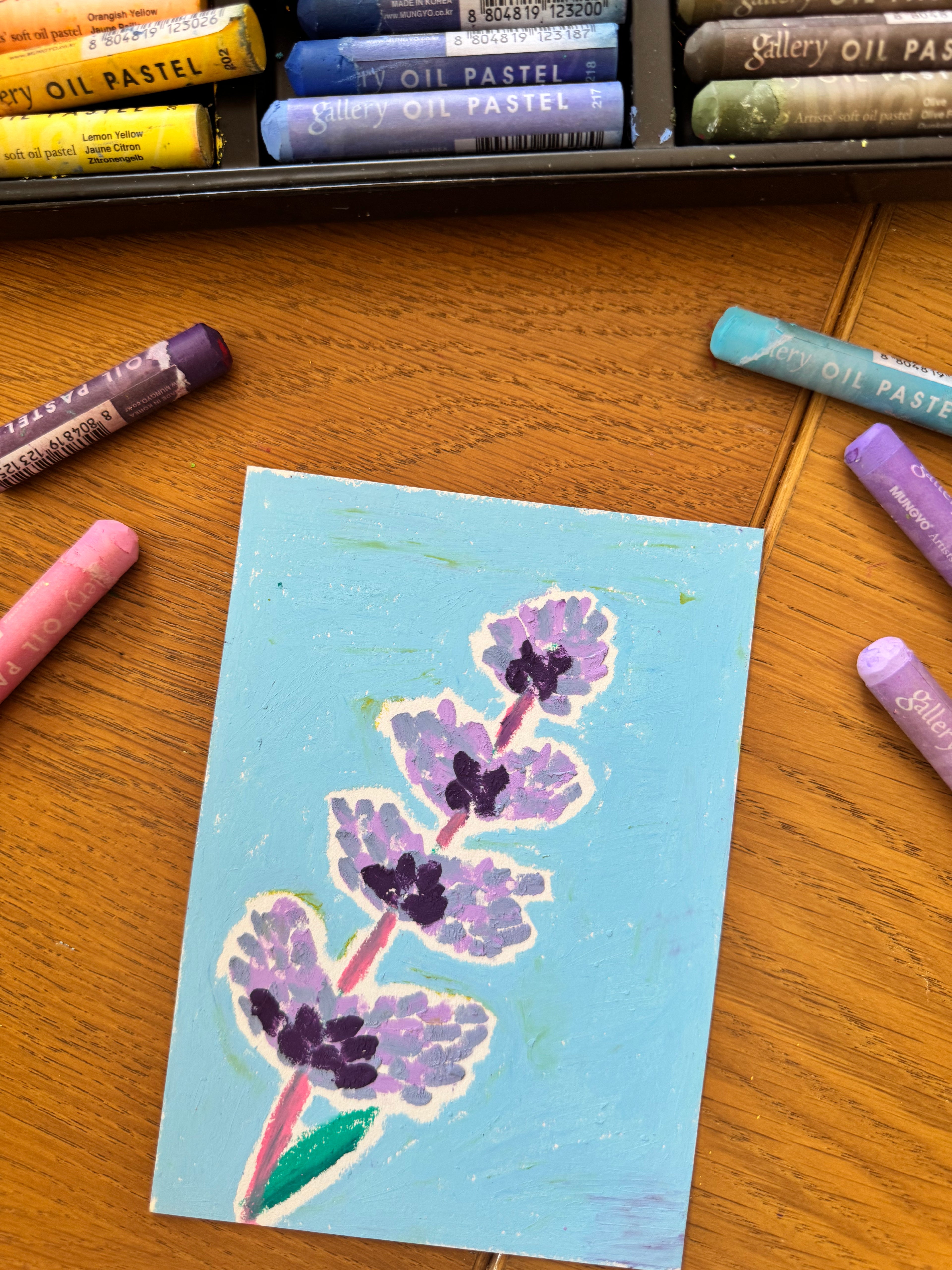 Lavender Original Oil Pastel Painting