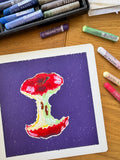Eaten Apple Original Oil Pastel Painting