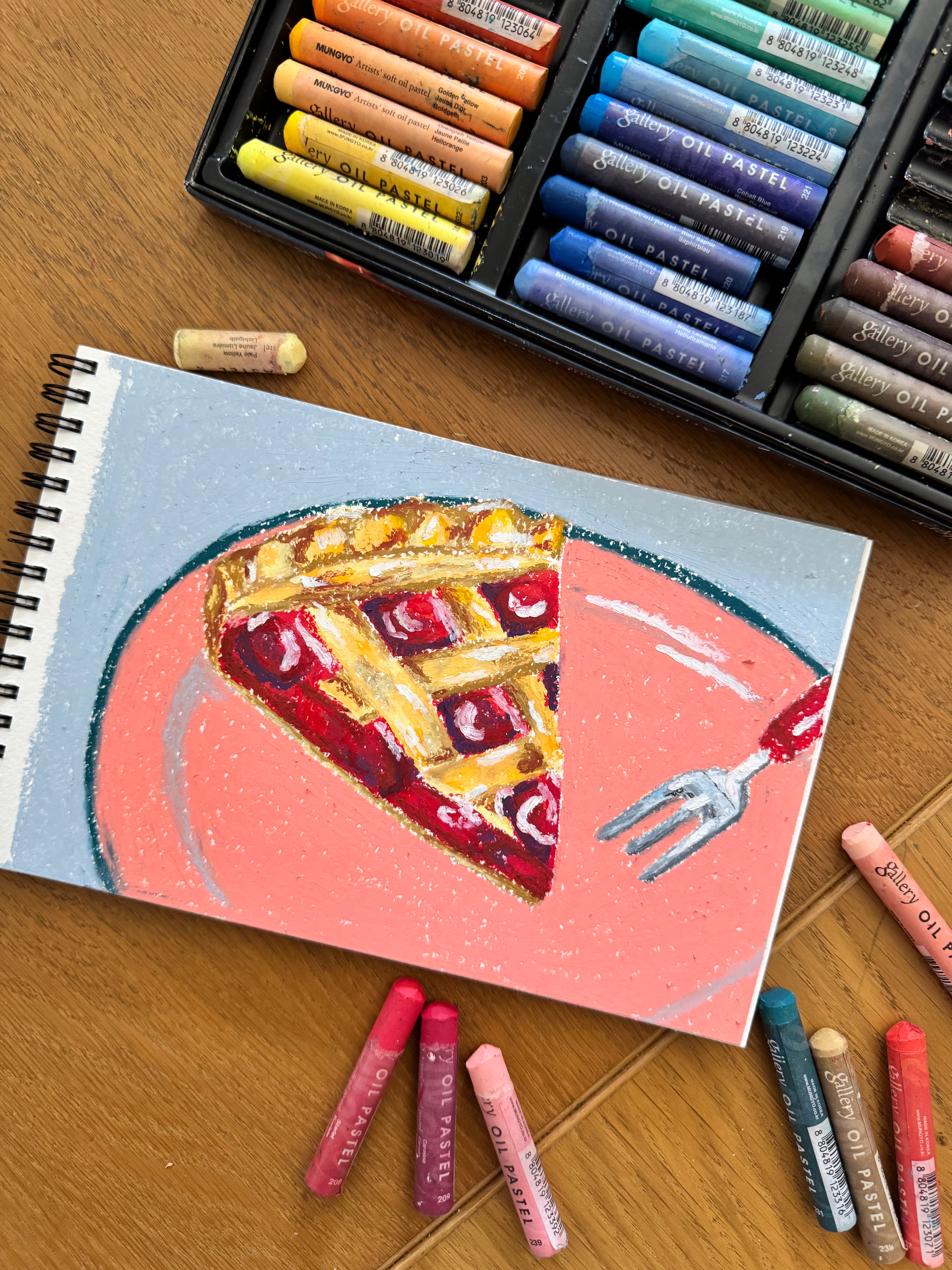 Cherry Pie Original Oil Pastel Painting